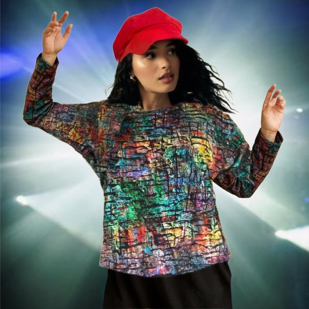 IVEE Abstract Jackson Pollock Style Wearable Art Relaxed Fit Top Sz 3XL